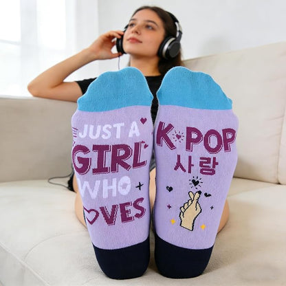 Sophauteem K-Pop Socks for Girls, Cute Crew Socks, Korean Pop Fan Gift, Kpop Lover Socks for Teens Women, Music Lover Gift