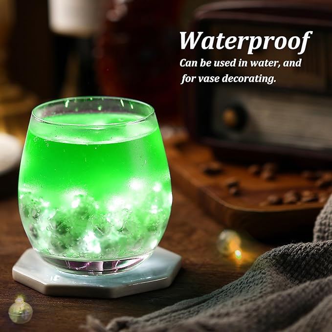 100PCs Mini Led Lights with Hook, Waterproof Round Tiny Led Light for Party Decorations Neon Party Light，Green-Blinking Lights
