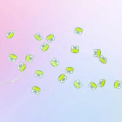 Silver Buffalo Sanrio Hello Kitty and Friends Keroppi 20ct Decorative String Lights, 7 Feet Long, Battery Powered (2 AA Batteries Included), Cool White LED, Indoor Use Only