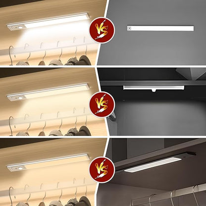 Under Cabinet Lighting, 6Pack Motion Sensor Light Indoor with 3 Color Temps, Rechargeable Under Counter Lights for Kitchen,Dimmable Closet Lights Battery Operated, 88 LED Motion Sensor Light Indoor