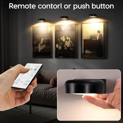 Arixinks Wireless Picture Light Rechargeable for Painting Art Dispaly with Remote Control, Wall Light Painting Lighting with 3 Lighting Colors Brightness Dimmable Timer Off for Portrait Frame