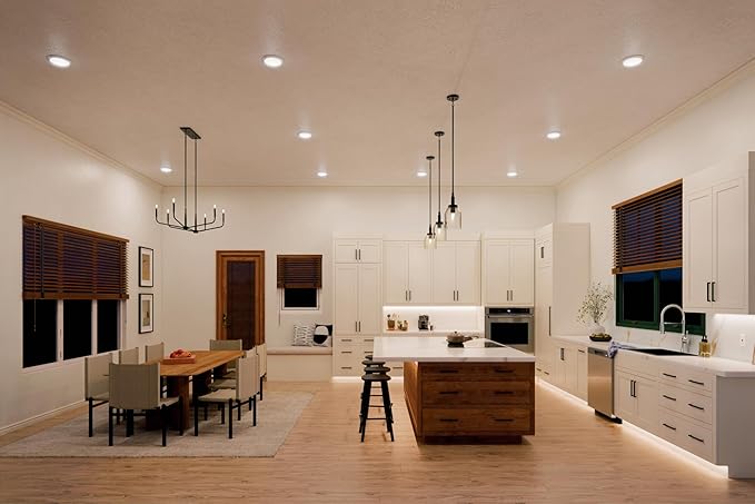 Kichler Low Profile LED Downlight - Gen Select 5-in-1 Downlight White, for Wet or Damp Spaces, 2700K-5000K, Color Temperature Select, Power Surge Protected, (7.38" Dia x 1.35" H) 43874WH5CCT