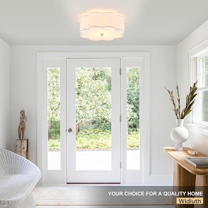 Modern Drum Semi Flush Mount Ceiling Light 17.71" Modern 3-Lights Gold Drum Ceiling Lighting Fixture Vintage Linen Ceiling Lamp for Laundry Room, Kitchen, Basement, Bedroom