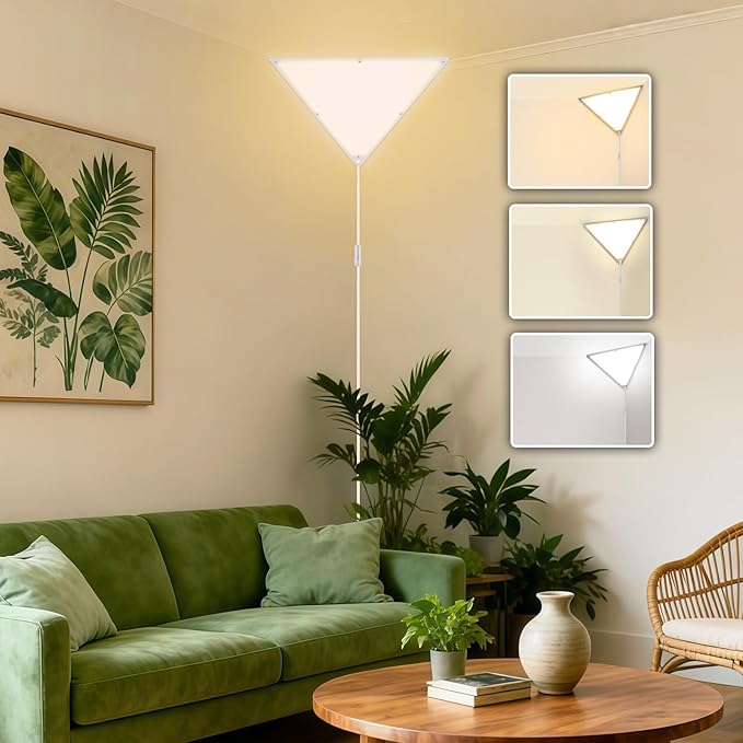 Upgraded Corner Light, LED 20W 2000LM Corner Lights for Living Room, Plug-in Ceiling Lights with 10 FT Cord, 3000/4000/6000K Triangle Corners Lights for Bedroom, Kids Room, Office