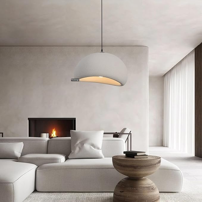 19.7in Wabi Sabi Pendant Light, Kitchen Island Lighting Fixture Ceiling Mount Japanese Lamp Japandi Chandelier for Dining Living Room Hallway Bedroom Restaurant Hanging Lamp, Grey 1 Pack