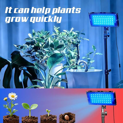 Grow Light for Indoor Plants,LED Plant Grow Light with Adjustable Tripod Stand 32.7”-61.6”,Red Blue Spectrum,USB Powered with 3/9/12H Timer,360° Adjustable Panel for Seedlings,Herbs,Home Garden