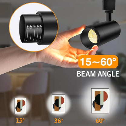 【2025 Upgraded】10-Color Zoomable 12W LED Track Lighting Head Dimmable H Track Light Remote Control Bright Rail Ceiling Spotlight Fixtures for Accent Art 2700K~6500K 15°~60° CRI90 1200lm black 4 Pack
