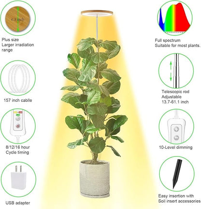 Plant Grow Light,yadoker LED Growing Light Full Spectrum for Indoor Plants,Height Adjustable, Automatic Timer, 5V Low Safe Voltage,Idea for Large Plant Light