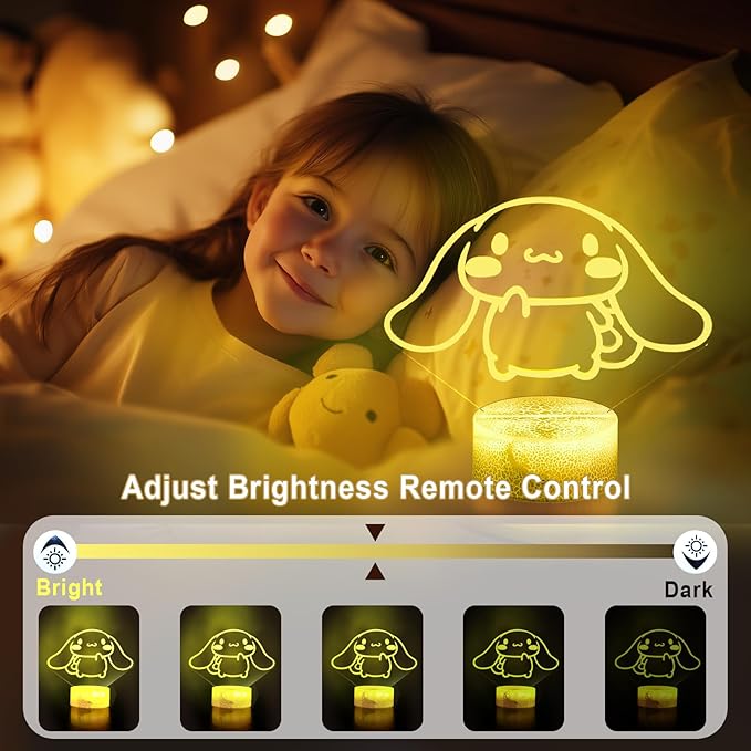 KIEAL 16 Colors Cartoon Night Light, Anime Character Change Decor Lamp with Remote, Dim, Timer, Fans Kids Gifts for Christmas Birthday Boys Girls