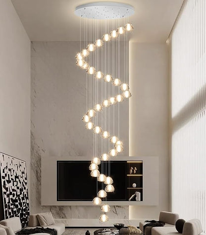 236'' Long Large Crystal Chandeliers LED Chandeliers for High Ceiling Handing Light Fixture for Entrance Hallway Foyer Staircase Lobby Silver