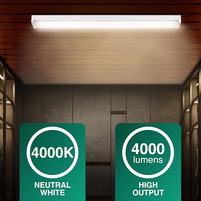 Sylvania 48" LED Prismatic Wrap Light, 36W, 4000 LMS, Linkable, 4000K, Damp Rated, White - 1 Pack (66740)