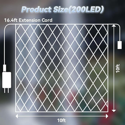 LitHome 10 x 10FT Gazebo Net Lights Outdoor, 200 LED Gazebo Lighting Waterproof, 8 Modes Connectable Net Lights with Timer, Cool White Christmas Mesh Light Plug in for Bushes, Pergolas, Garden Decor