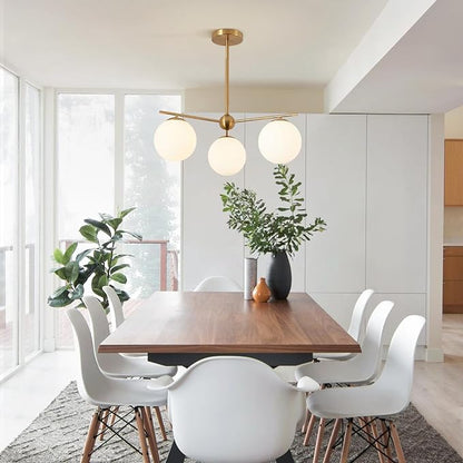 Mid Century Modern Globe Pendant Light 3 Light Gold Globe Sputnik Chandeliers Ceiling Mount Milk White Glass Ball Chandelier Light Fixture Brushed Brass Chandelier Light Fixture