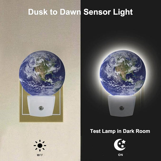 Blue Earth Planet Night Light for Boys Girls Night Lights Plug into Wall for Boys Girls, Plug-in Nightlight 0.5W LED Lighting for Stairway Hallway Bedroom