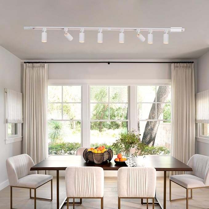 12-Light LED Track Lighting Kit with 13FT H Track Lighting Rails & Floating Canopy Connector, GU10 Track Light Kit, Modern Kitchen Track Lighting Fixtures Ceiling Spot Light, White(No Bulbs)
