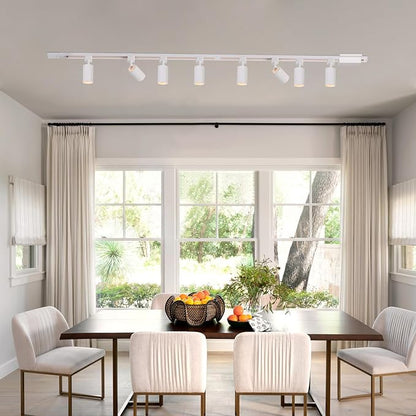 12-Light LED Track Lighting Kit with 13FT H Track Lighting Rails & Floating Canopy Connector, GU10 Track Light Kit, Modern Kitchen Track Lighting Fixtures Ceiling Spot Light, White(No Bulbs)