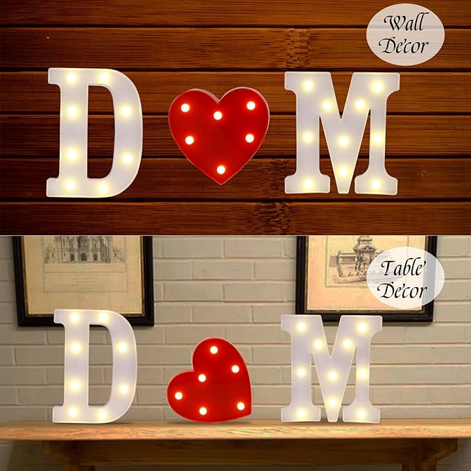 LED Marquee Sign Light Up Letters, Alphabet Light Up Sign, Battery Powered LED Letter Lights for Night Light, Wedding, Birthday, Party, Christmas or Home Decor (D)