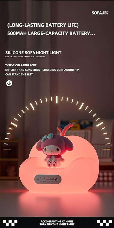 Cute Kuromi Night Light, Cartoon dimmable sili Cone Children's Night Light, Long Battery Life, Rechargeable Kuromi Light, Toddler Night Light, Gift for Boys and Girls (Purple kuruo)