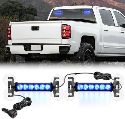 Nilight 12LED Emergency Strobe Traffic Advisor Light Bar 2 in 1 Blue Dash Warning Safety Flashing Lights Front/Rear Windshield Construction Lights for Trucks Cars Plow Police Firefighter Vehicles