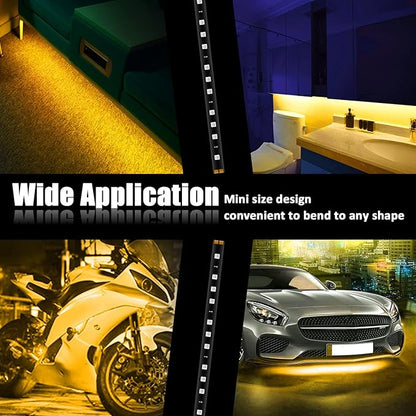 Yellow 12v 15 Led 30cm Car Flexible Waterproof Underbody Light Strip Pack of 20
