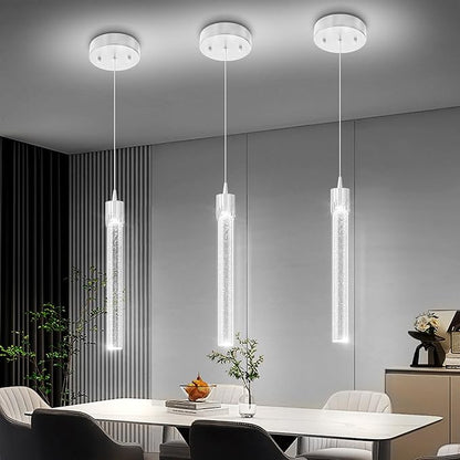 ykolupty Mini 1 Light Chrome Crystal Pendant Lights,Modern Led Kitchen Island Hanging Light Fixture,Adjustable Pendant Lighting for Kitchen Island,Dimmable 2700k-6000k