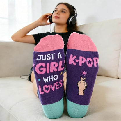 Sophauteem K-Pop Socks for Girls, Cute Crew Socks, Korean Pop Fan Gift, Kpop Lover Socks for Teens Women, Music Lover Gift