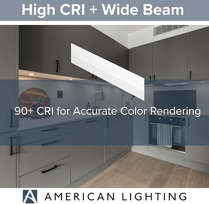 American Lighting LED Courant Plus Undercabinet Light 32 Inch 5CCT 90+ CRI 1600 Lumens with USB-A USB-C and 20A Receptacles White Finish Title 24 Compliant
