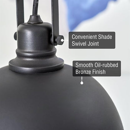 Kira Home Belle 9" Modern Industrial Pendant Light with Dome Shade, Petit Retro Metal Dark Brown Hanging Light, Oil Rubbed Bronze Finish