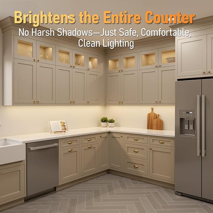TORCHSTAR Ultra-Slim LED Under Cabinet Lighting Fits 42 Inch Cabinets, 5CCT 24W 1800LM, Hardwired & Plug-in, 120V CRI90 Linkable Dimmable Thin Under Counter Lights for Kitchen, ETL T24, Pack of 2