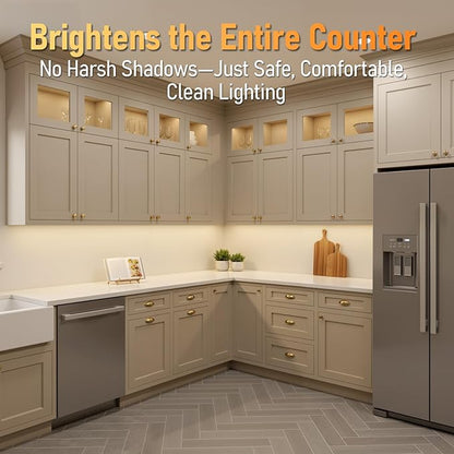 TORCHSTAR Ultra-Slim LED Under Cabinet Lighting Fits 42 Inch Cabinets, 5CCT 24W 1800LM, Hardwired & Plug-in, 120V CRI90 Linkable Dimmable Thin Under Counter Lights for Kitchen, ETL T24, Pack of 2
