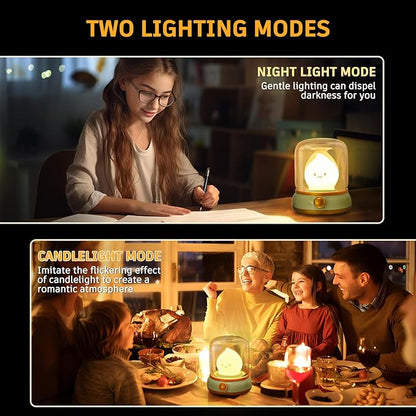 2Pack Ghost Campfire Night Light, Small Cute Desk Lamp, Dimmable Cordless Bedside Table Lamp, Rechargebale Battery Oprated Warm Night Light for Bedroom/Kids/Baby Nursery, Vintage Ambient Lighting