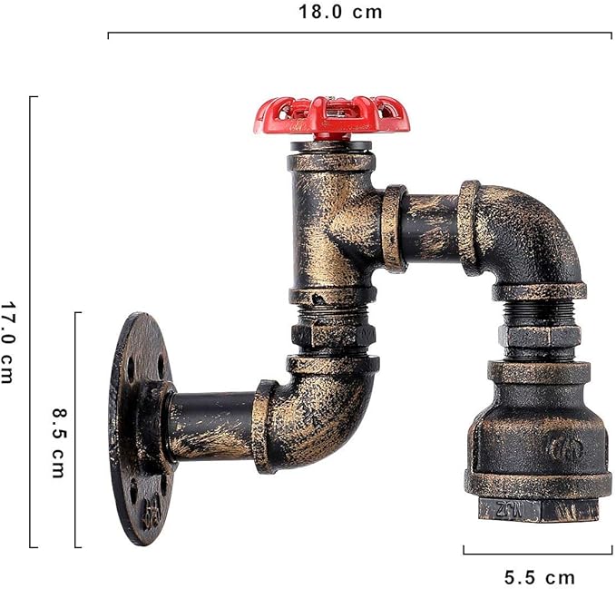 Kawell Vintage Wall Light Fixtures Industrial Retro Wall Sconce Light Creative Water Pipe Wall Lamp Iron Art E26 60W Max for Bedroom Kitchen Restaurant Loft Cafe Bar Hallway