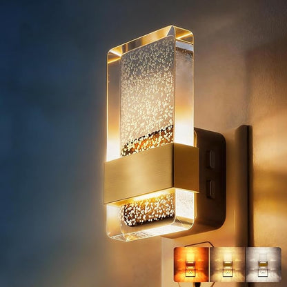 DORESshop LED Night Lights Plug into Wall, 3 Level Dimmable Night Light, Bubble Decorative Nightlight, Dusk to Dawn Sensor, Wall Sconce-Style Design Nightlights for Bathroom, Hallway, 3CCT