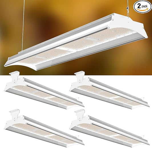 4Pack 500W(576 * 1W LED) LED Commercial Heavy-Duty Aluminum Linear High Bay Light 75000LM [Eqv. 2000W MH],AC100-277V【Driver Equipped】 5000K,Linear Hanging High Bay Light,UL Complied
