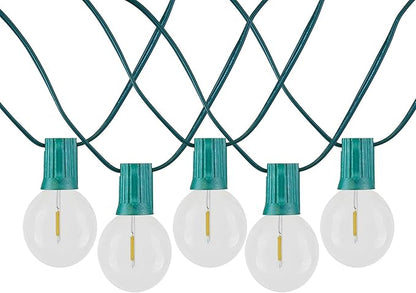 Novelty Lights 100 Feet G50 LED Patio String Light Set with 67 Bulbs, Warm White, Weather Resistant and Shatterproof Replaceable Plastic Globe Bulbs, Green Wire