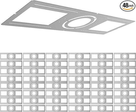 Elaruslux New Construction Mounting Plate with Round Hole - 4/6 Inch Flat Steel Rough in Wafer Light Bracket, LED Recessed Lighting Housing, 48 Pack
