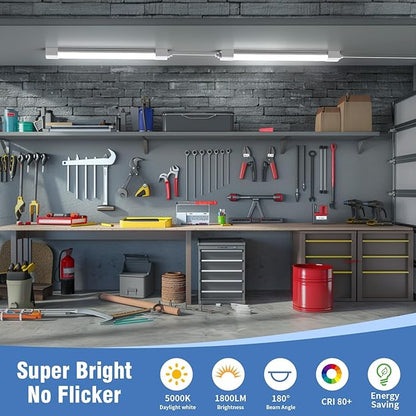 LED Ceiling Light with Plug, 5000k LED Tube Lights with plug 16W Plug in Ceiling Lights Fixture Linkable Led Closet Lights with NO/Off Switch for Garage Cabinets Kitchen Workbench Office Overhead