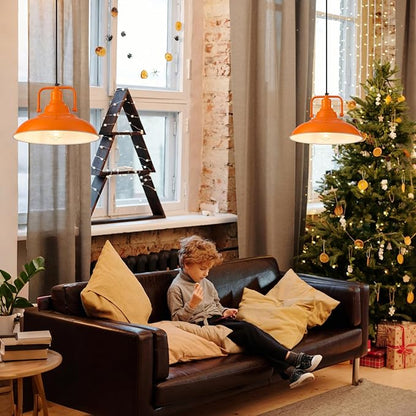 Orange Pendant Light 12.5 inches 3 Packs, Farmhouse Pendant Light, Industrial Pendant Lighting, Kitchen Pendant Lights, Pendant Lights Kitchen Island for Dinning Room Entryway Barn