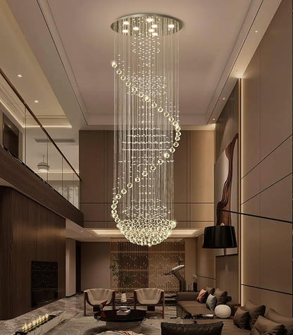 D24'' x H78'' Crystal Chandelier Glam Chandelier High Ceiling Chandeliers for Staircaes Large Raindrop Chandeliers LED Dimmable Light Fixtures for Foyer Hallway Entryway