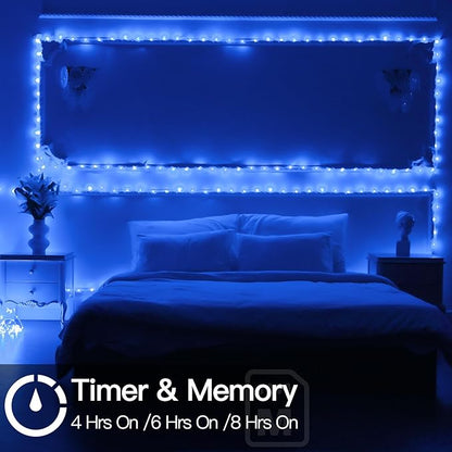 50ft LED Waterproof Rope Lights, String Lights with Remote, 8 Modes IP68 Waterproof Timer for Indoor Outdoor Blue Rope Lights for Outside (Blue)