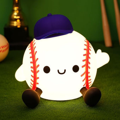 Baseball Night Light, Sports Baseballs Gifts for Baseball Fan, Soft Silicone Rechargeable LED Touch Lamp, Nursery Bedroom Bedside Decor for Boys Baby Kids Teen Sport Lover Xmas Birthday Gifts