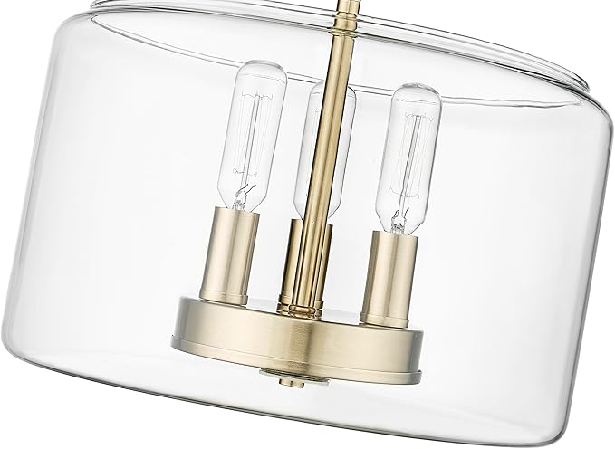 ML Lighting | Asheville Collection | 46923-MG | Metal 3-Light Semi-Flush in Modern Gold with Clear Glass Shade | for Compact Spaces Close to Ceiling | Modern Design with an Heirloom Quality