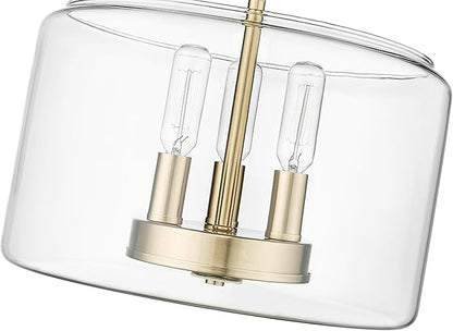 ML Lighting | Asheville Collection | 46923-MG | Metal 3-Light Semi-Flush in Modern Gold with Clear Glass Shade | for Compact Spaces Close to Ceiling | Modern Design with an Heirloom Quality