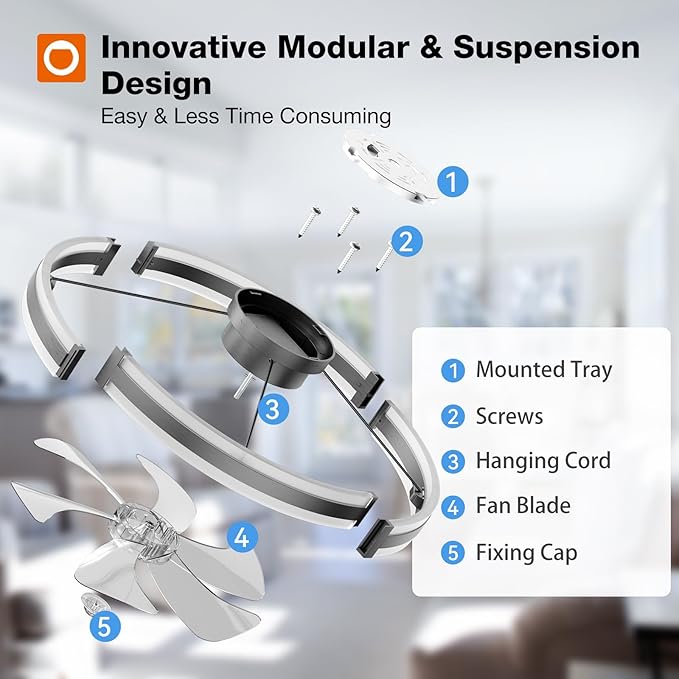 addlon 24'' Ceiling Fans with Lights and Remote, Low Profile Flush Mount Ceiling Fan with Light, 3000-6000K Dimmable LED Fandelier, Modern Small Black Ceiling Fan for Bedroom, Kitchen, Living Room