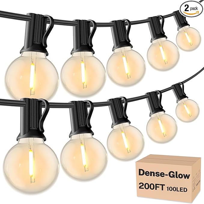RTTY Outdoor String Lights 200 FT, Patio Light for Outside with 104pcs G40 LED Shatterproof Bulbs, Waterproof Connectable Hanging Globe Lighting for Porch Cafe Bistro Backyard Balcony Deck Party