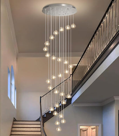 HAIXIANG 157 Inches Long Chandelier Bubble Crystal Balls Glam Chandeliers Dimmable Light High Ceiling Pendants Light Adjustable Large Size Lighting Fixtures Antique Gold