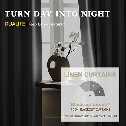 DUALIFE Pure White Short Curtains for Small Windows Half Blackout Kitchen Cafe Curtain 54 Inch Length Summer Heat Insulated Room Divider Drapes for Bedroom Rod Pocket/Back Tab 2 Panels W34 x L54