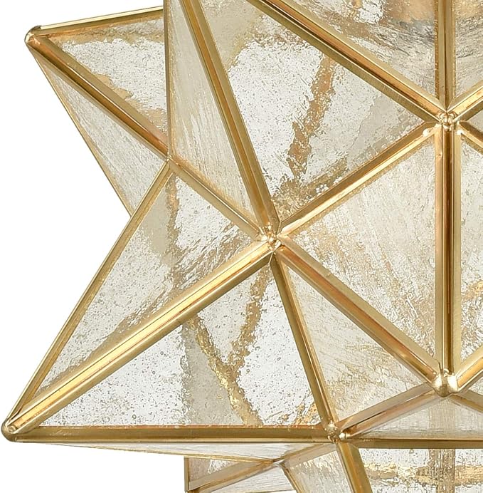 DAYCENT Brass Moravian Star Pendant Lighting Seeded Glass Pendant Lights 13 1/2 inches