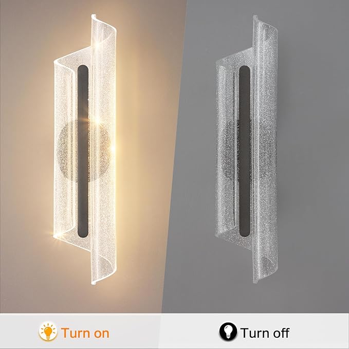 Black Wall Sconce Light Modern Wall Light Fixtures Dimmable LED Wall Lamp for Living Room Hallway Bathroom Bedroom 19.7In