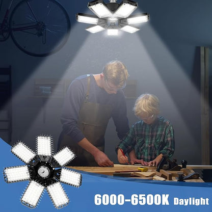 Aoretic LED Garage Lights Bulb 2 Pack 180W 18000LM 6500K Led Shop Light with 7 Plus 1 Deformable Panels Basement Barn Ceiling Lights for E26/E27
